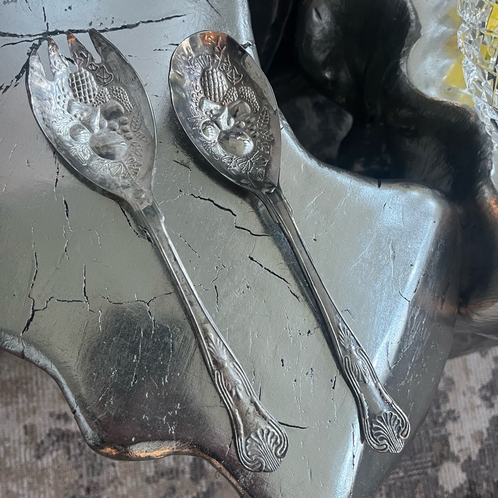 Vintage Sheffield, England, silver plated, fruit, spoons, or salad, spoons
